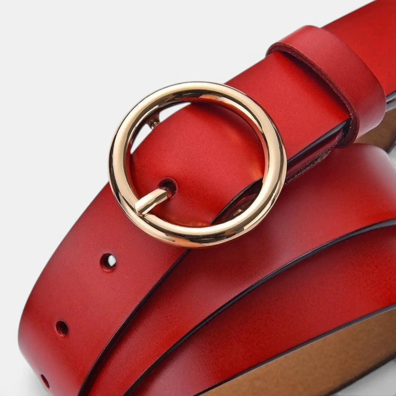 Women's Smooth Leather Belt with Fine Round Buckle | Rondix | Beltary