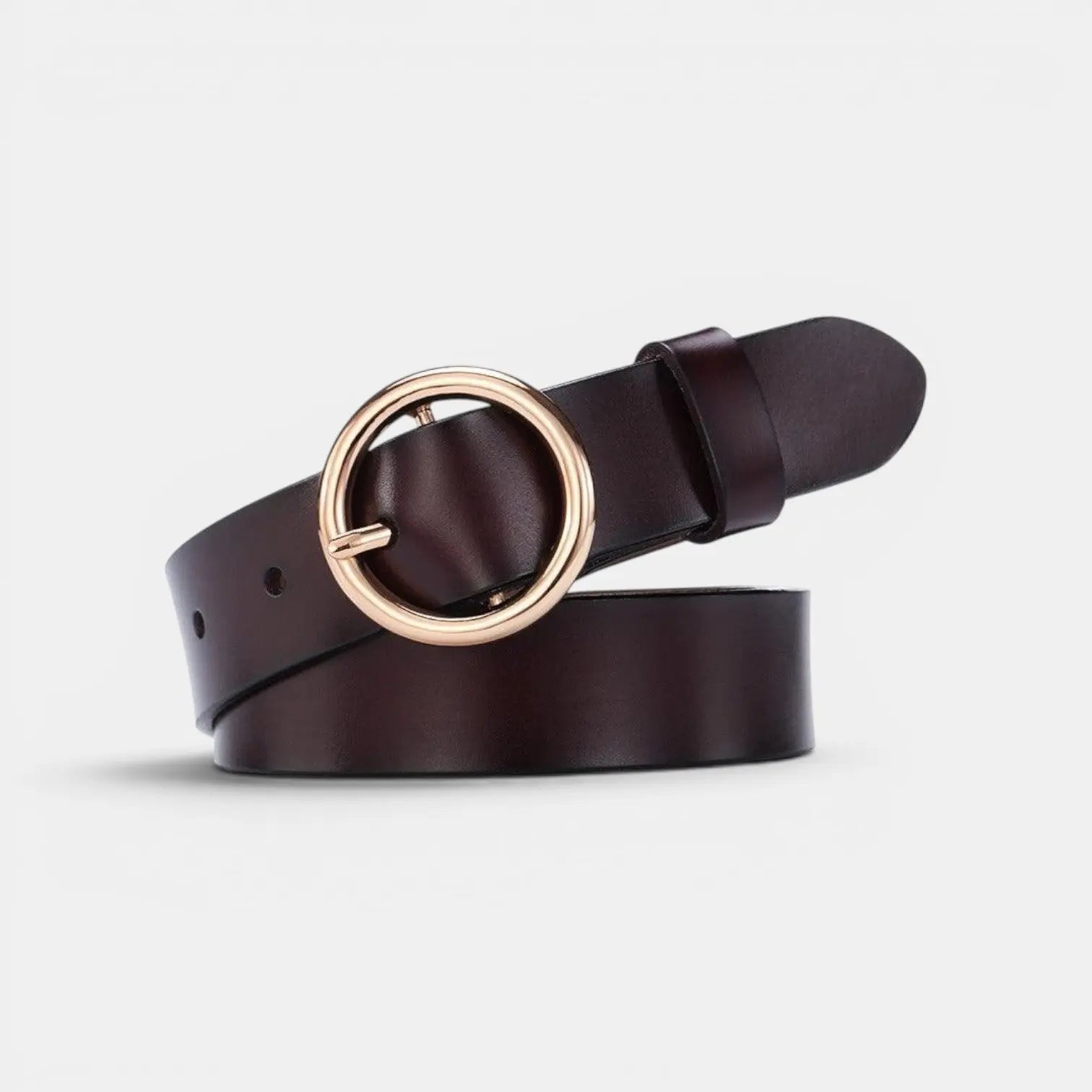 Women's Smooth Leather Belt with Fine Round Buckle | Rondix | Beltary