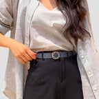 Women's Smooth Leather Belt with Rounded Gold Clip Buckle | Clivox | Beltary