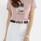 Women's Smooth Leather Belt with Rounded Gold Clip Buckle | Clivox | Beltary