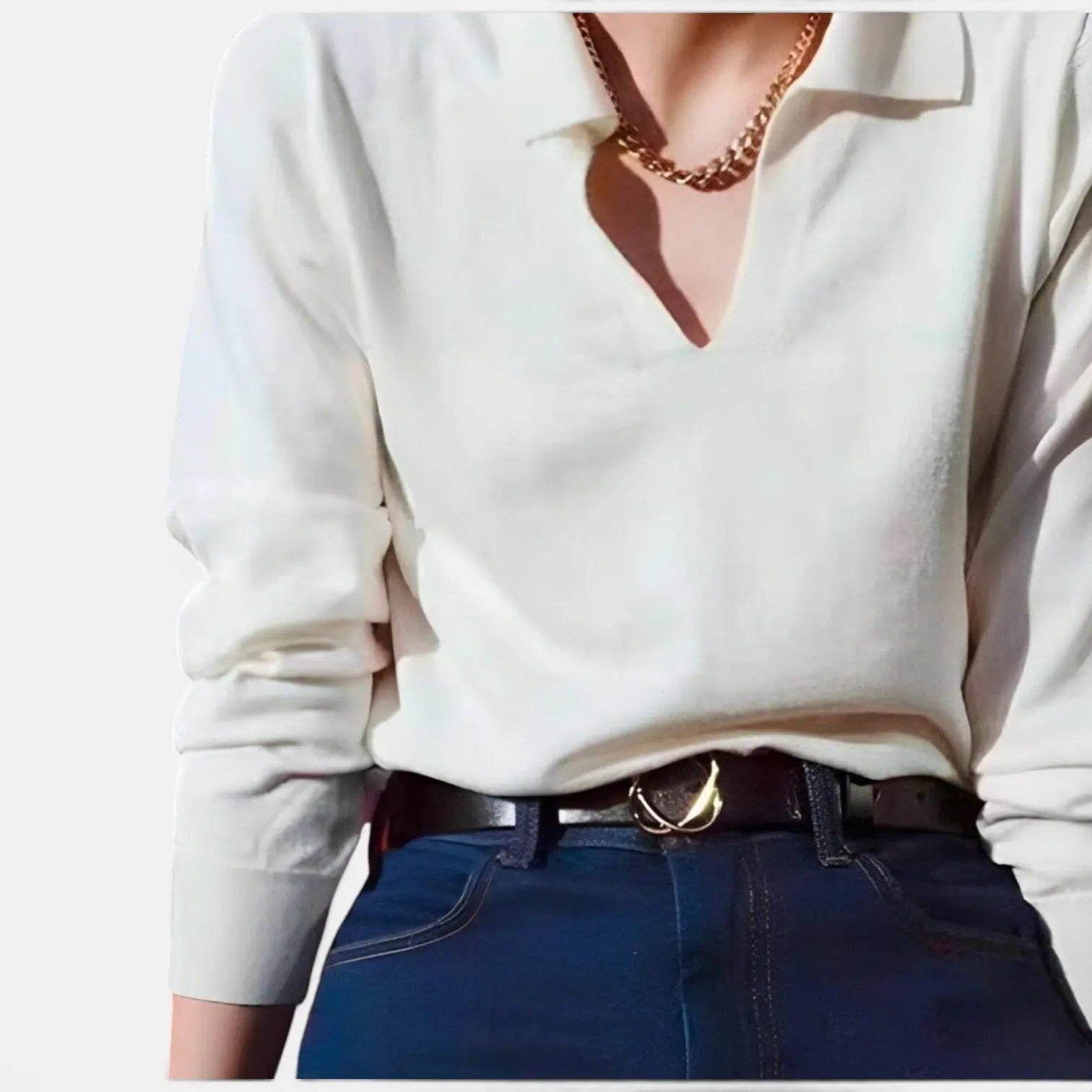 Women's Smooth Leather Belt with Rounded Gold Clip Buckle | Clivox | Beltary
