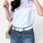 Women's Smooth Leather Belt with Rounded Gold Clip Buckle | Clivox | Beltary