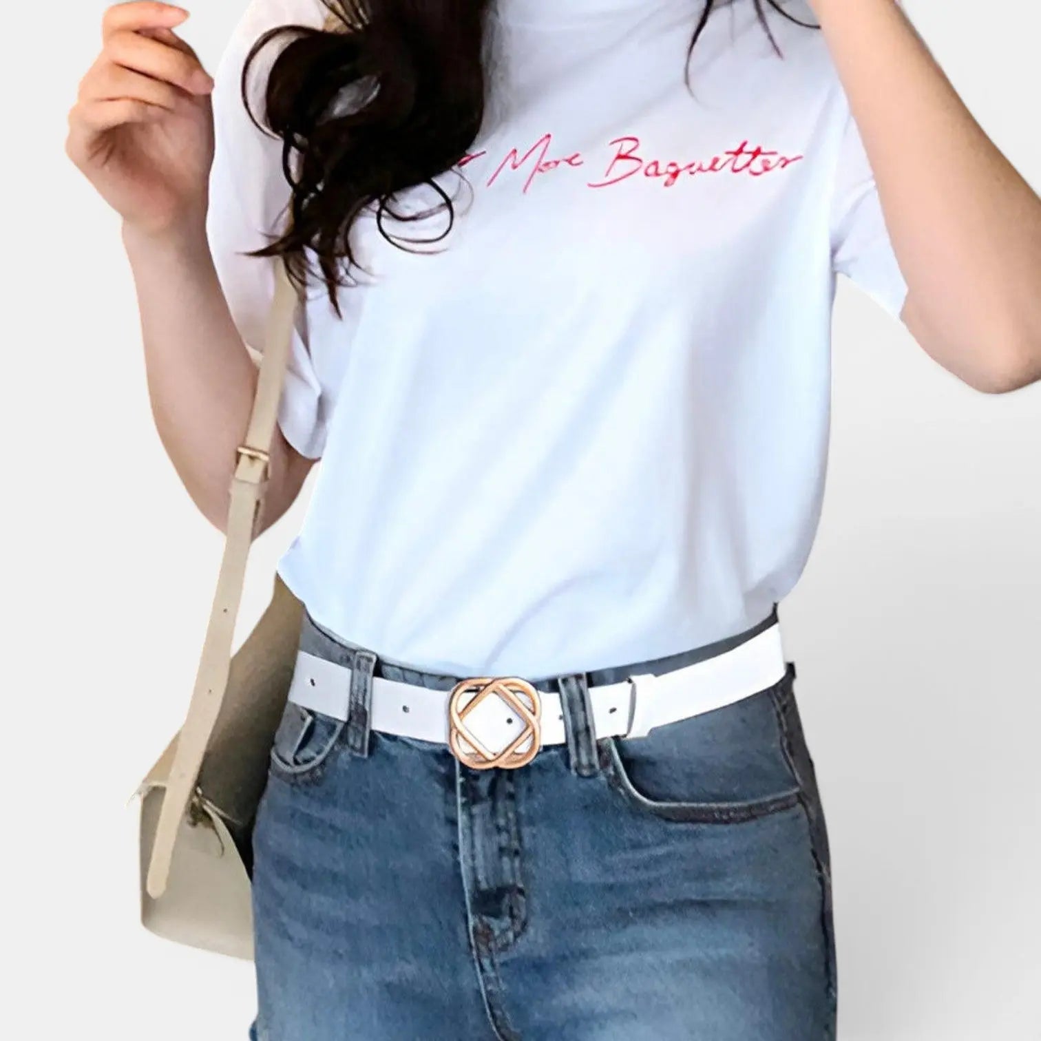Women's Smooth Leather Belt with Rounded Gold Clip Buckle | Clivox | Beltary