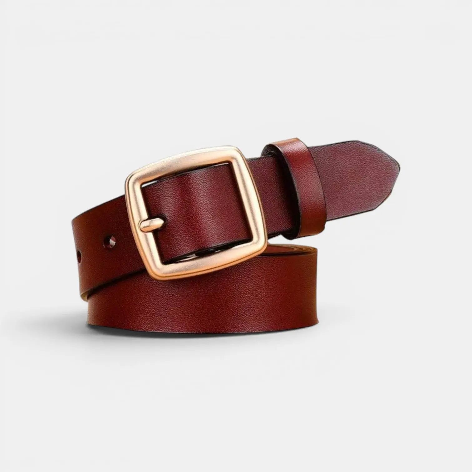 Women's Smooth Leather Thin Belt with Gold Square Buckle | Carvelx | Beltary
