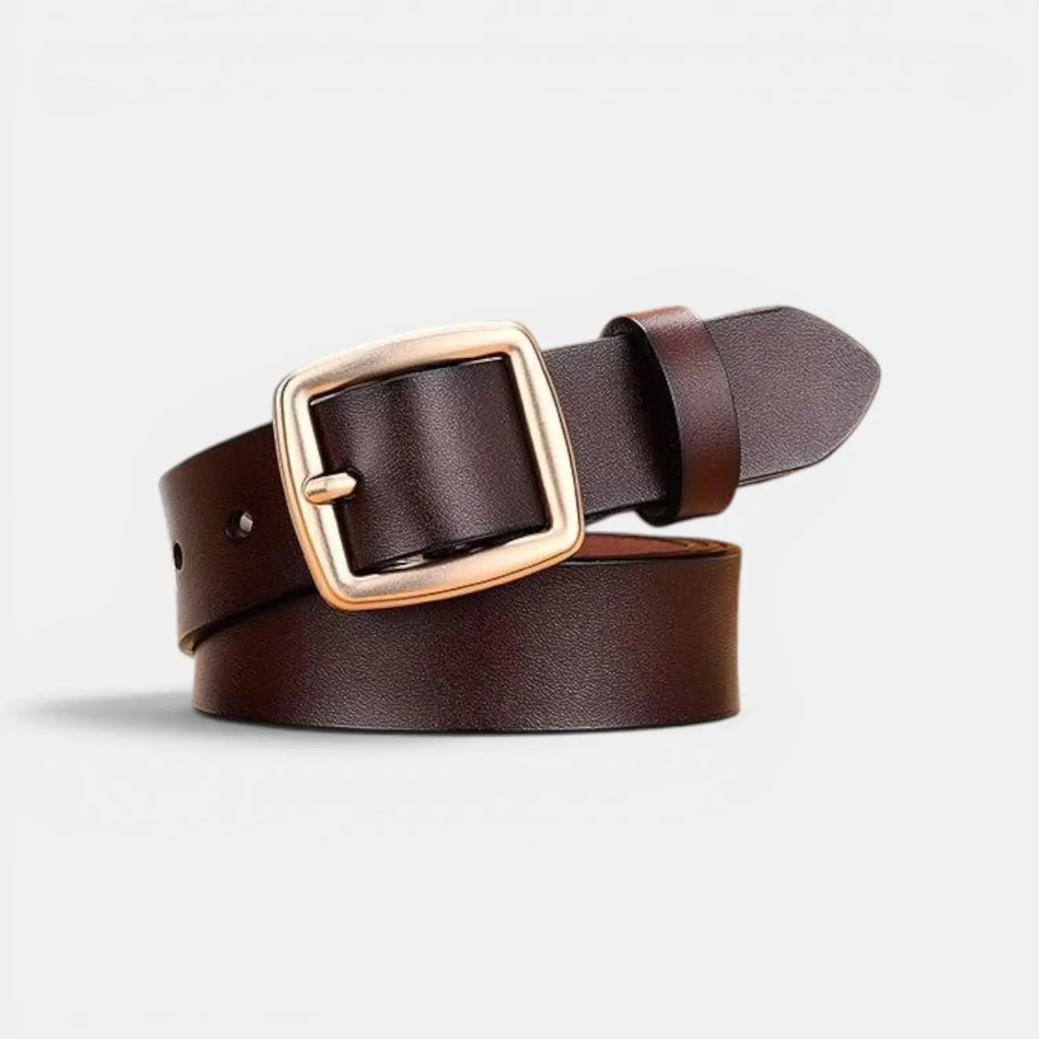 Women's Smooth Leather Thin Belt with Gold Square Buckle | Carvelx | Beltary