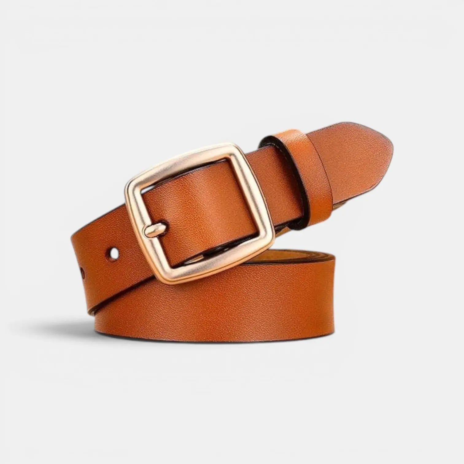 Women's Smooth Leather Thin Belt with Gold Square Buckle | Carvelx | Beltary