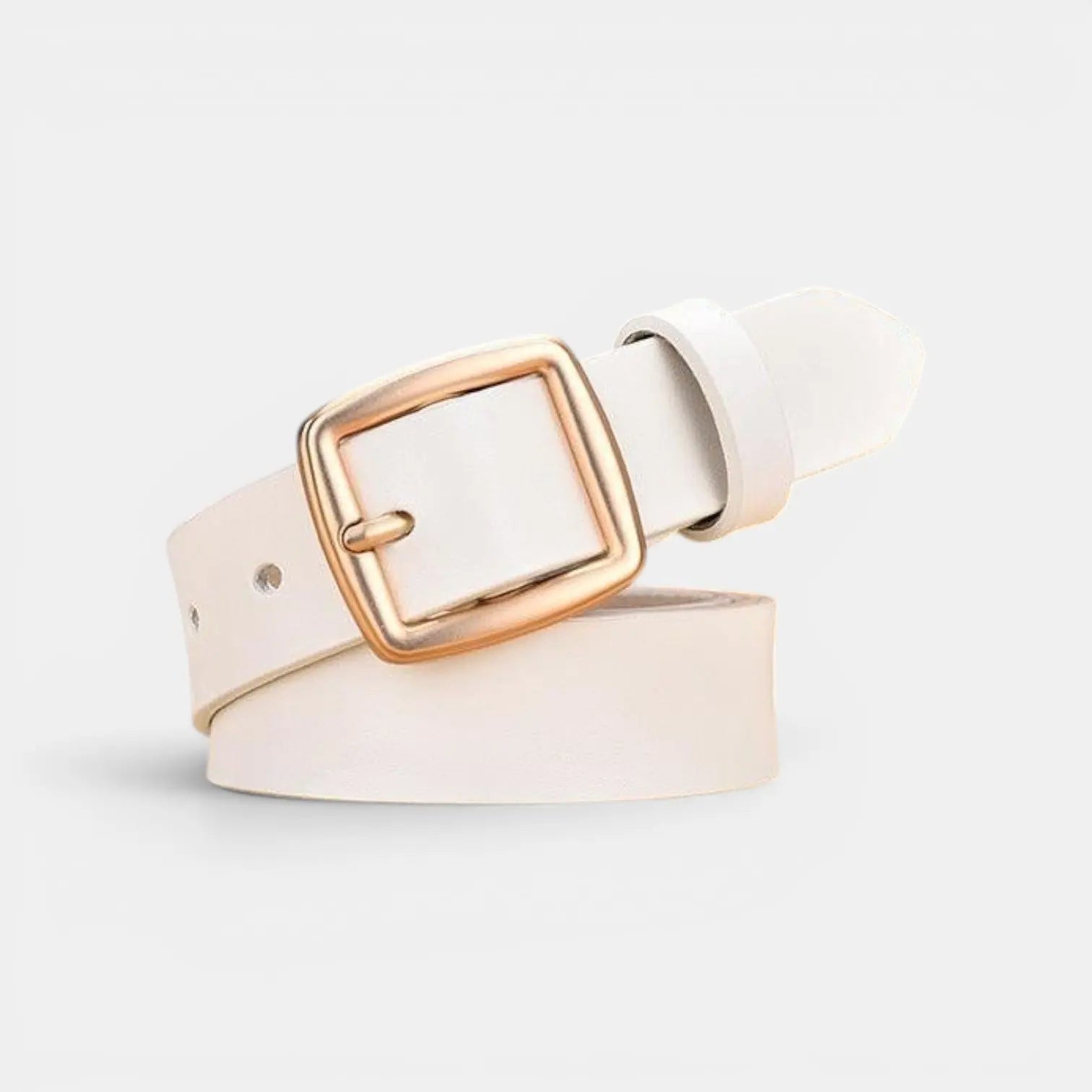 Women's Smooth Leather Thin Belt with Gold Square Buckle | Carvelx | Beltary