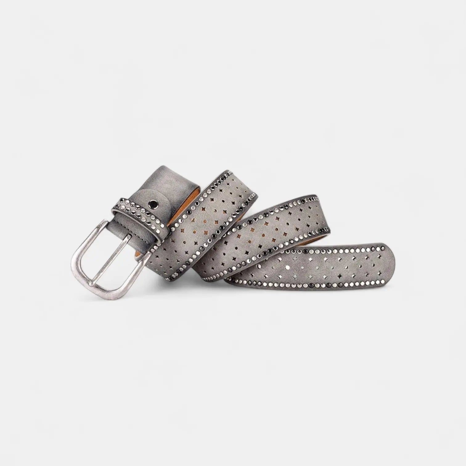 Women's Studded Cut-Out Leather Belt Pin Buckle | Cluvex | Beltary