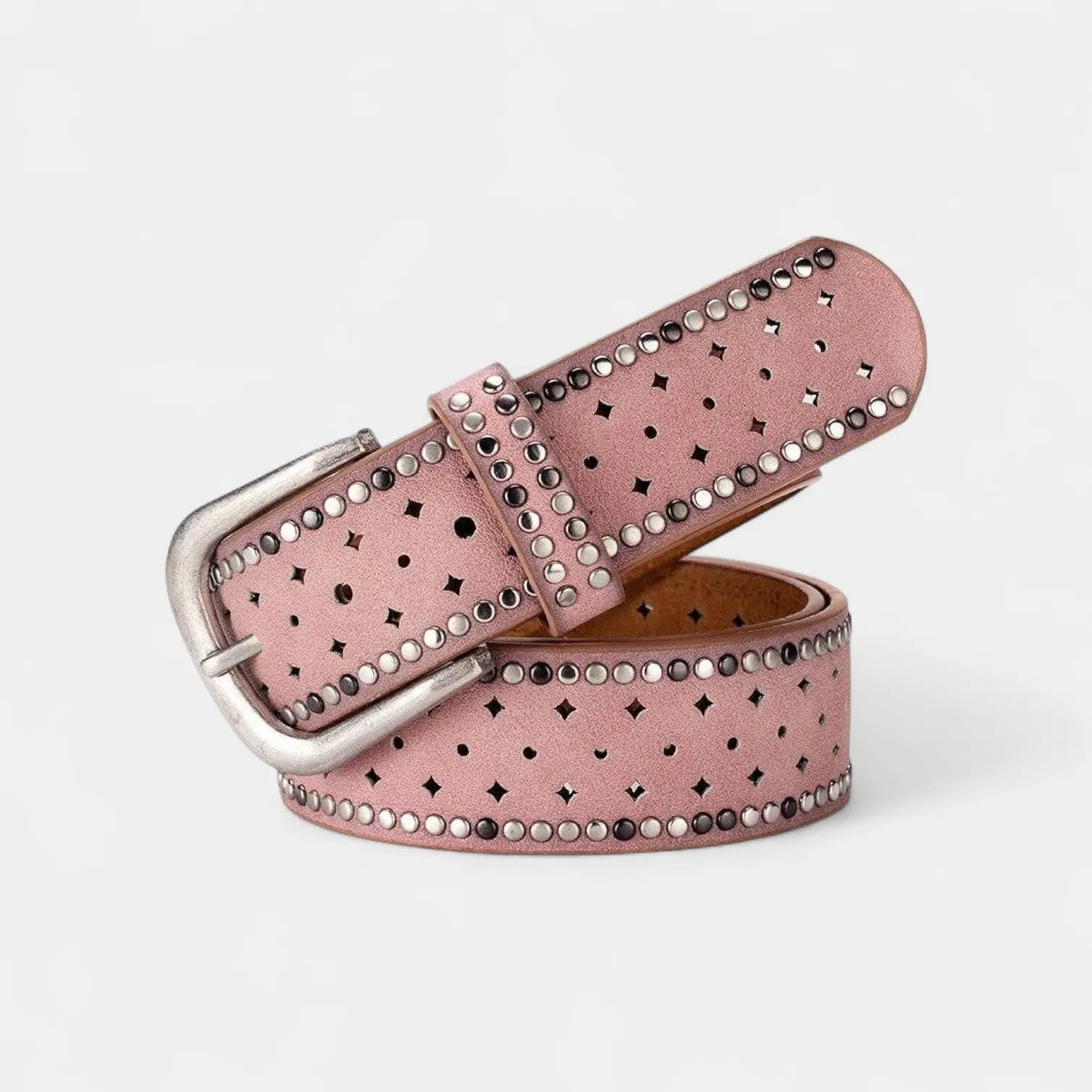 Women's Studded Cut-Out Leather Belt Pin Buckle | Cluvex | Beltary