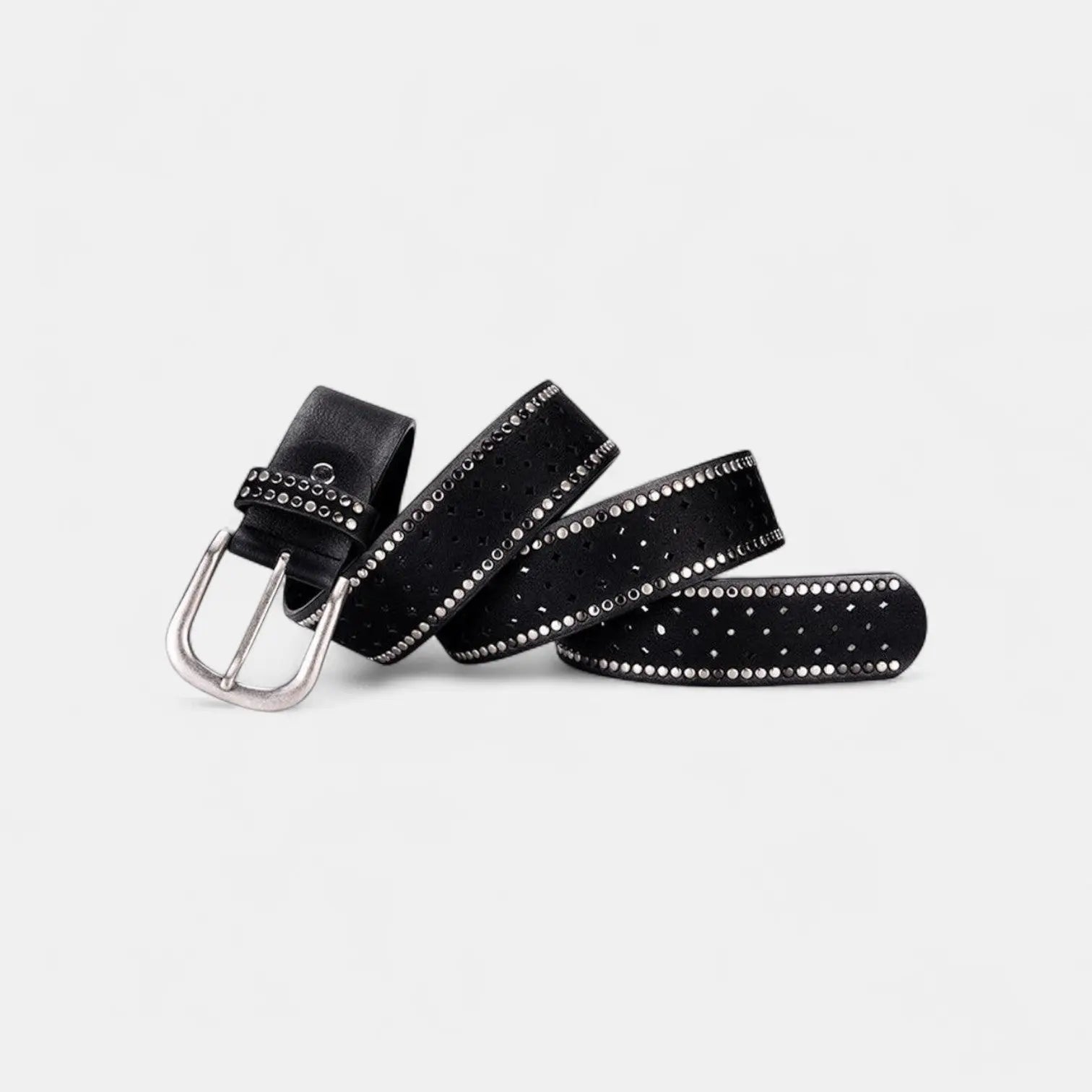 Women's Studded Cut-Out Leather Belt Pin Buckle | Cluvex | Beltary
