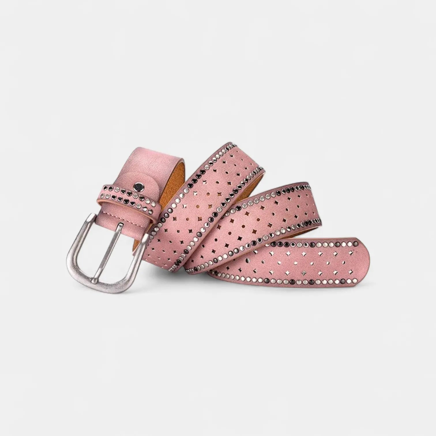 Women's Studded Cut-Out Leather Belt Pin Buckle | Cluvex | Beltary
