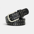 Women's Studded Perforated Leather Belt with Pin Buckle | Talvix | Beltary