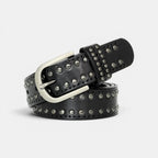 Women's Studded Perforated Leather Belt with Pin Buckle | Talvix | Beltary