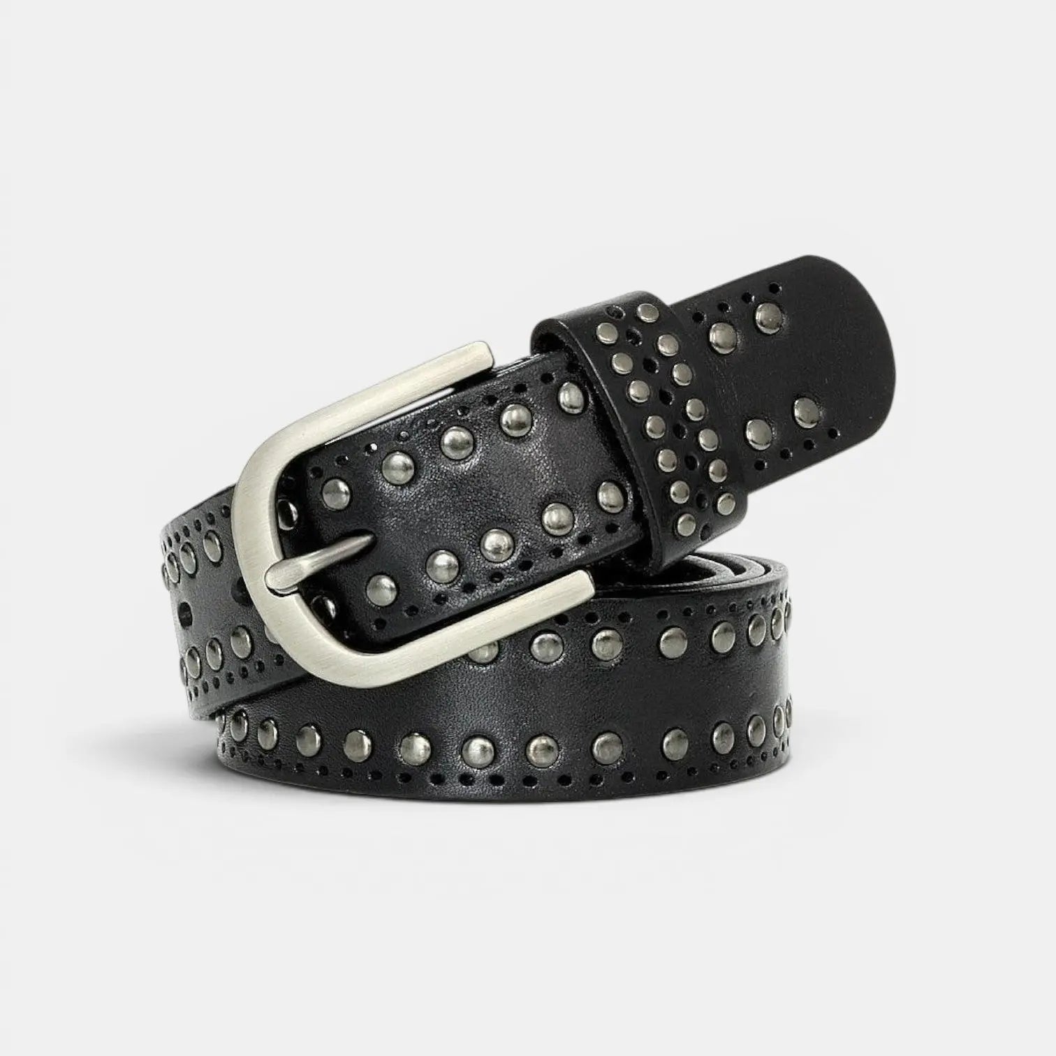 Women's Studded Perforated Leather Belt with Pin Buckle | Talvix | Beltary