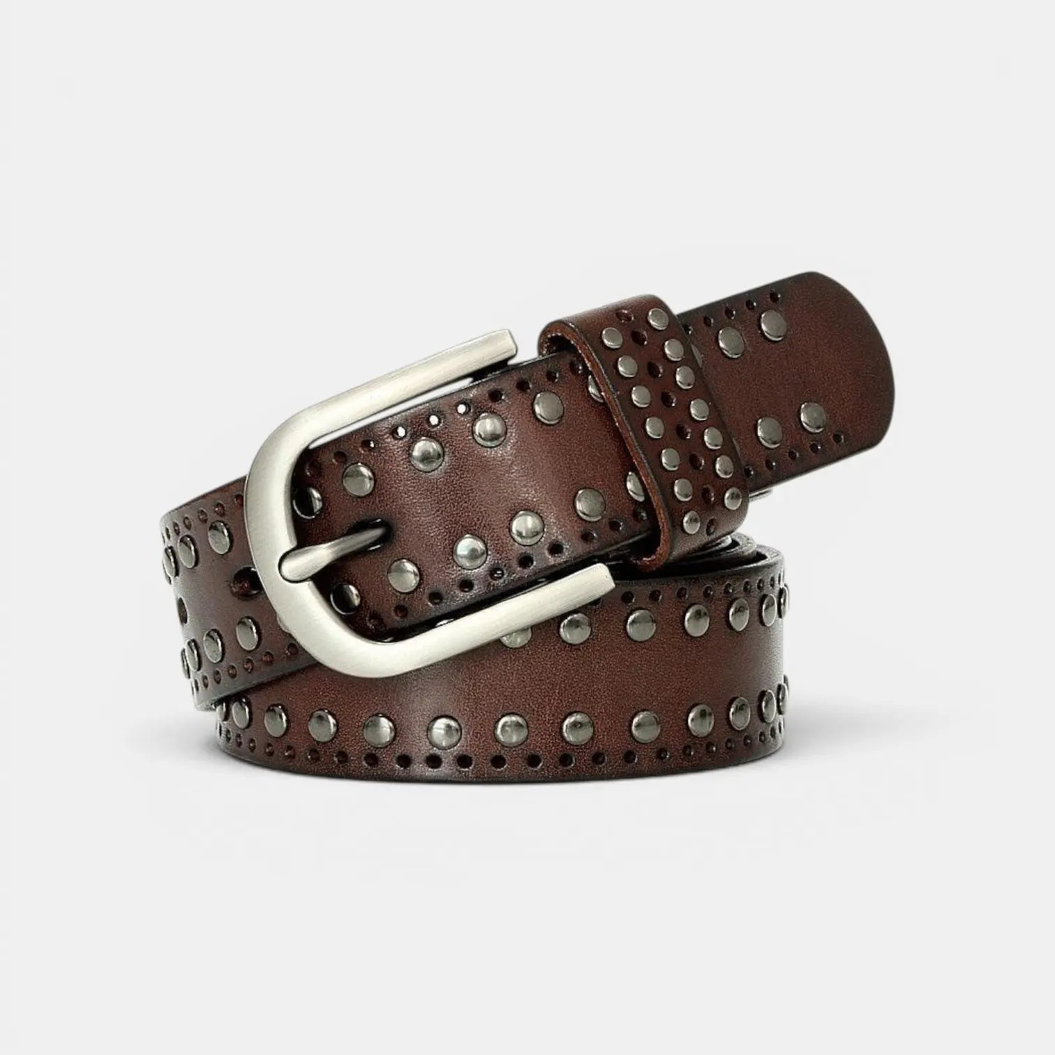 Women's Studded Perforated Leather Belt with Pin Buckle | Talvix | Beltary