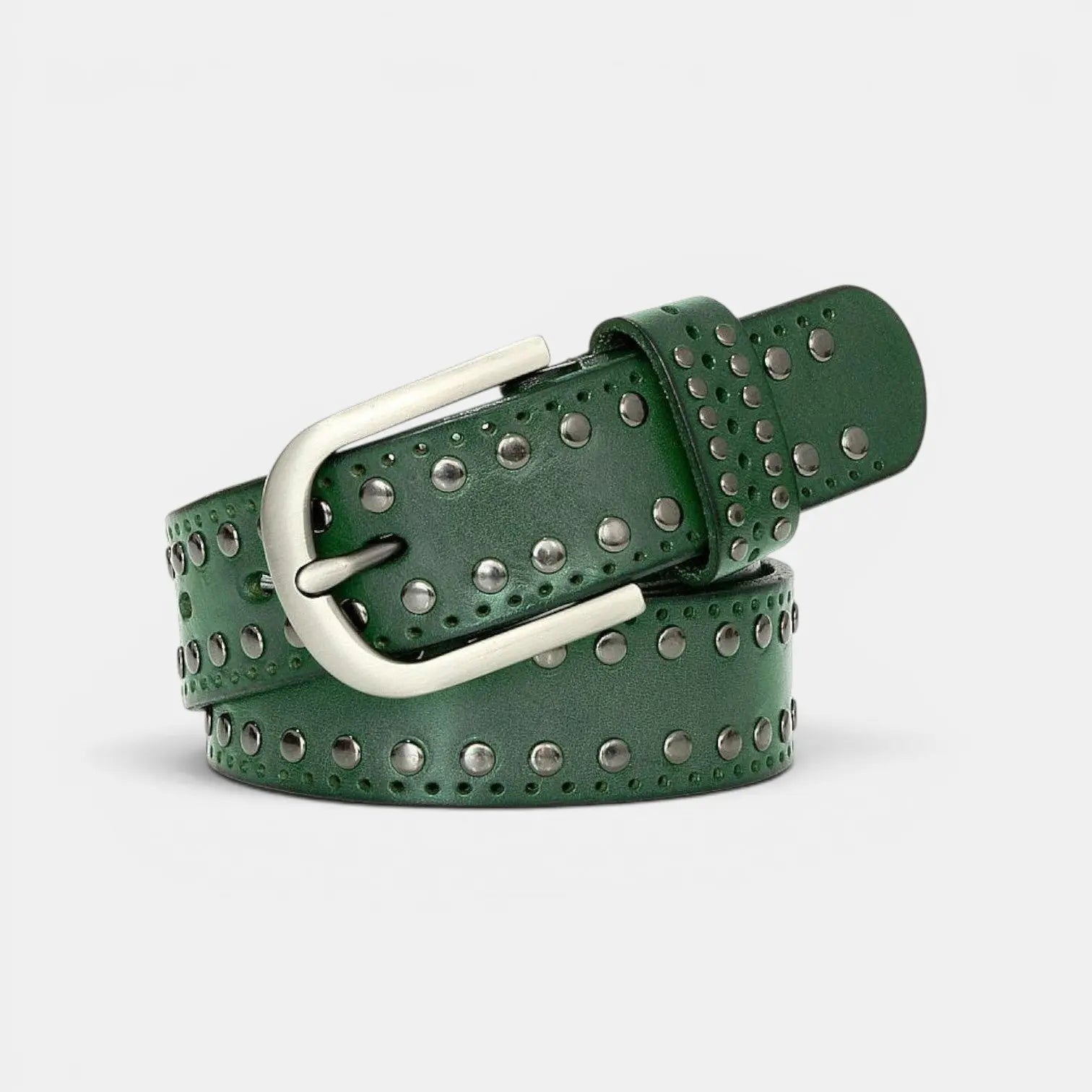 Women's Studded Perforated Leather Belt with Pin Buckle | Talvix | Beltary