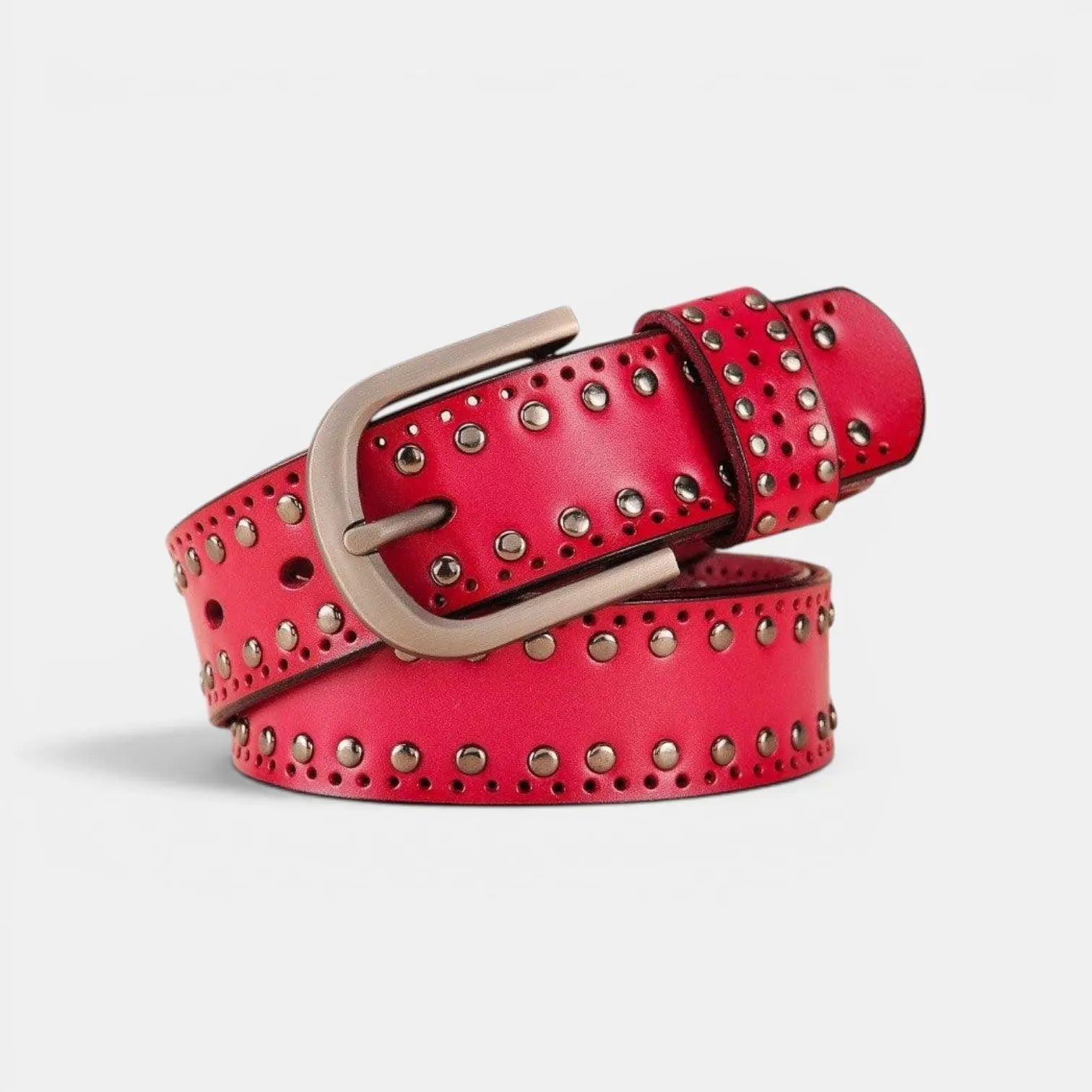 Women's Studded Perforated Leather Belt with Pin Buckle | Talvix | Beltary