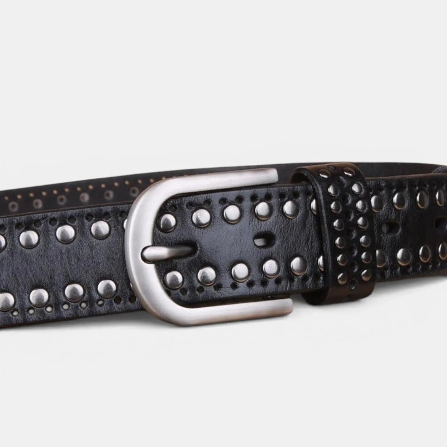 Women's Studded Perforated Leather Belt with Pin Buckle | Talvix | Beltary