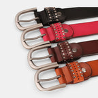 Women's Studded Perforated Leather Belt with Pin Buckle | Talvix | Beltary