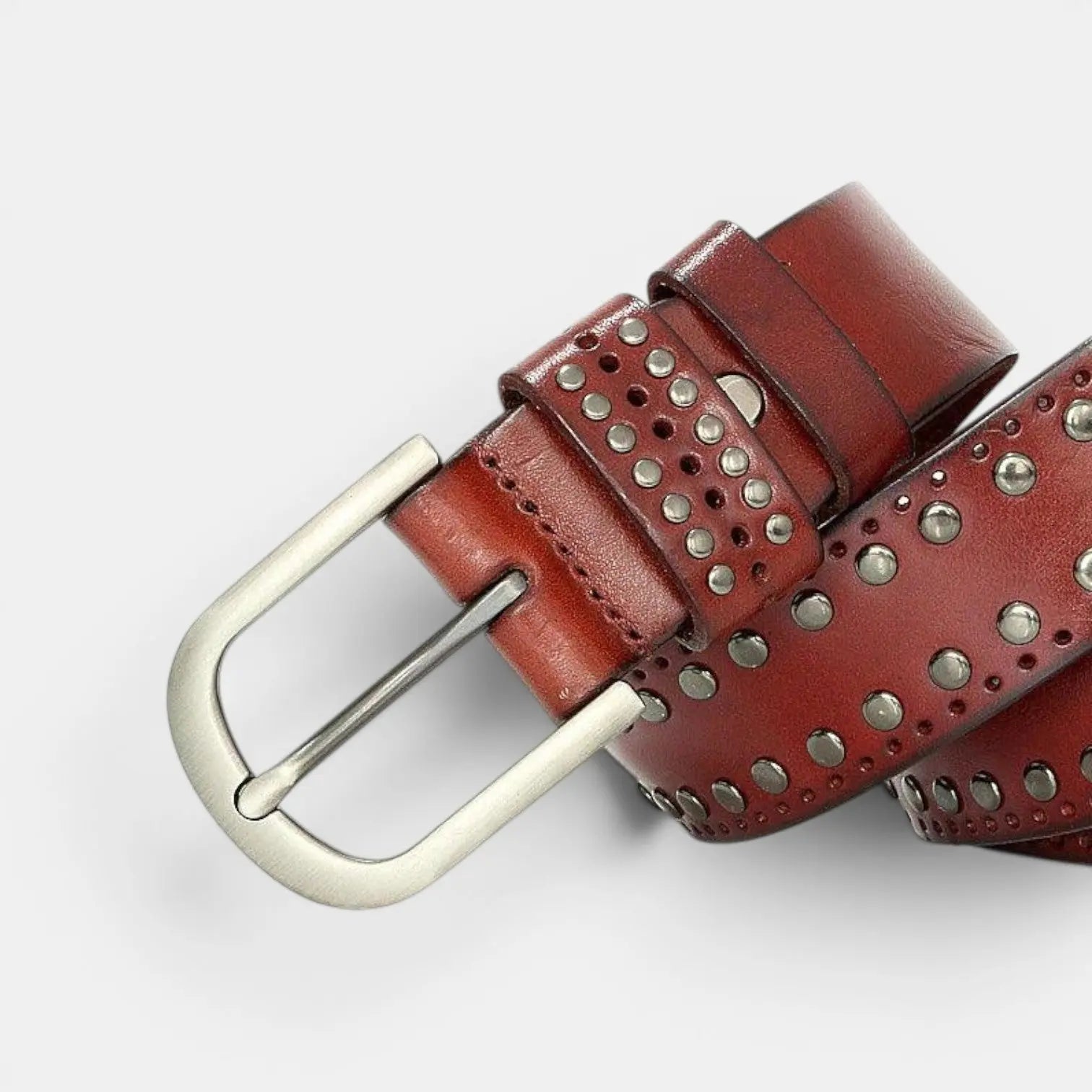 Women's Studded Perforated Leather Belt with Pin Buckle | Talvix | Beltary