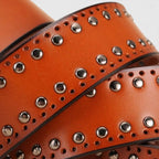 Women's Studded Perforated Leather Belt with Pin Buckle | Talvix | Beltary