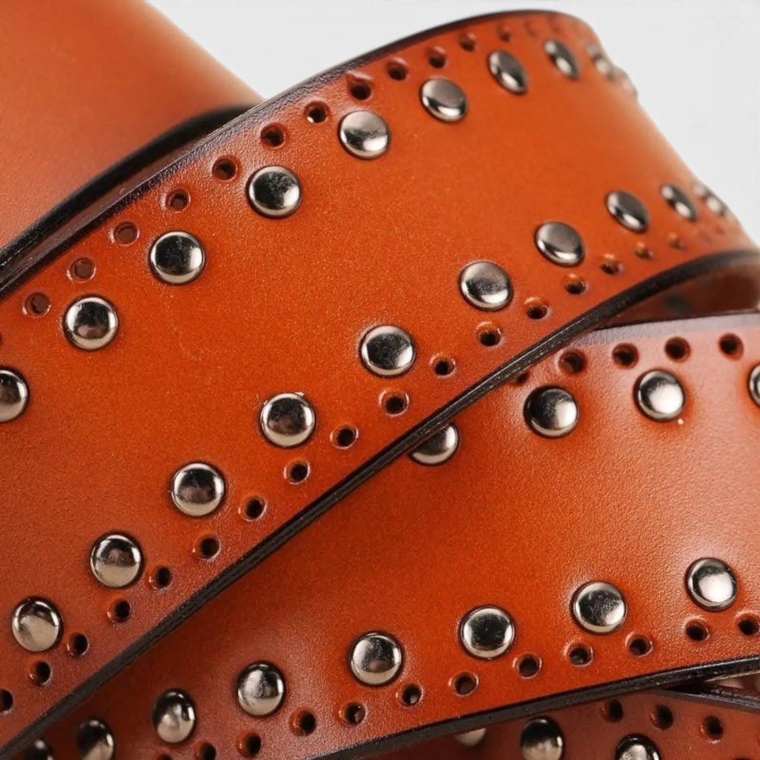 Women's Studded Perforated Leather Belt with Pin Buckle | Talvix | Beltary