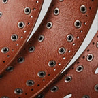Women's Studded Perforated Leather Belt with Pin Buckle | Talvix | Beltary