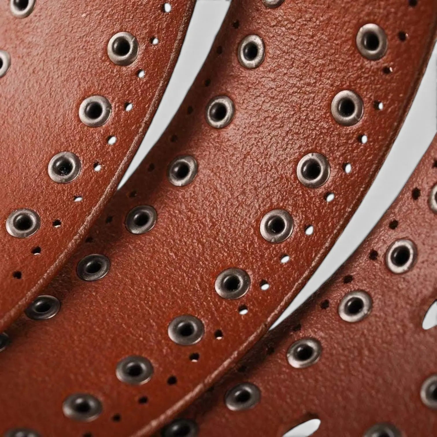 Women's Studded Perforated Leather Belt with Pin Buckle | Talvix | Beltary