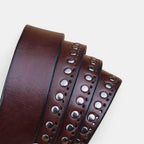 Women's Studded Perforated Leather Belt with Pin Buckle | Talvix | Beltary