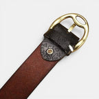 Women's Textured Leather Belt Floral Pattern Gold Oval Buckle | Florvex | Beltary