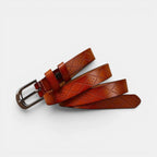 Women's Textured Thin Leather Belt with Round Buckle | Filvex | Beltary