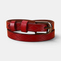 Women's Textured Thin Leather Belt with Round Buckle | Filvex | Beltary
