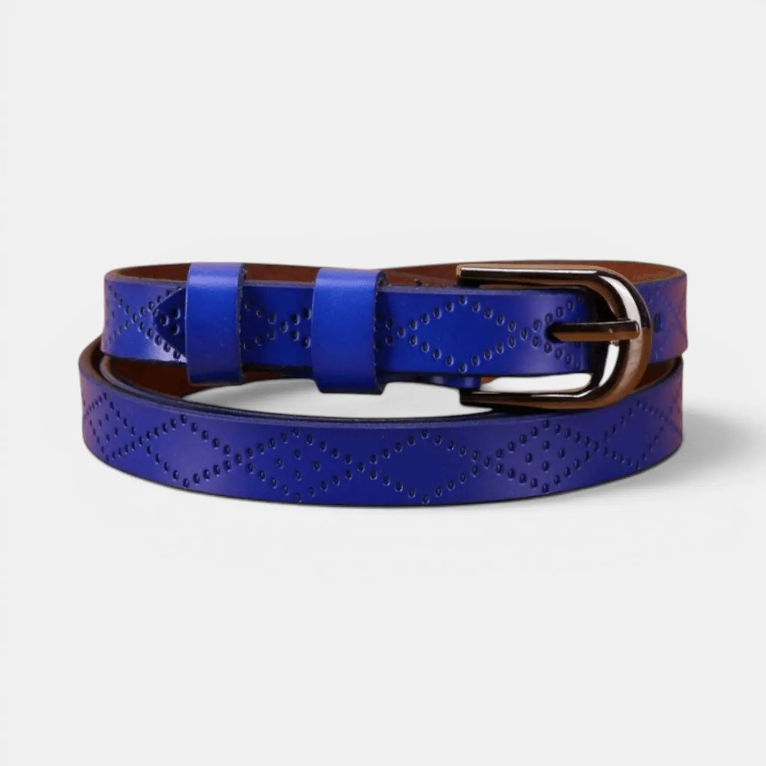 Women's Textured Thin Leather Belt with Round Buckle | Filvex | Beltary