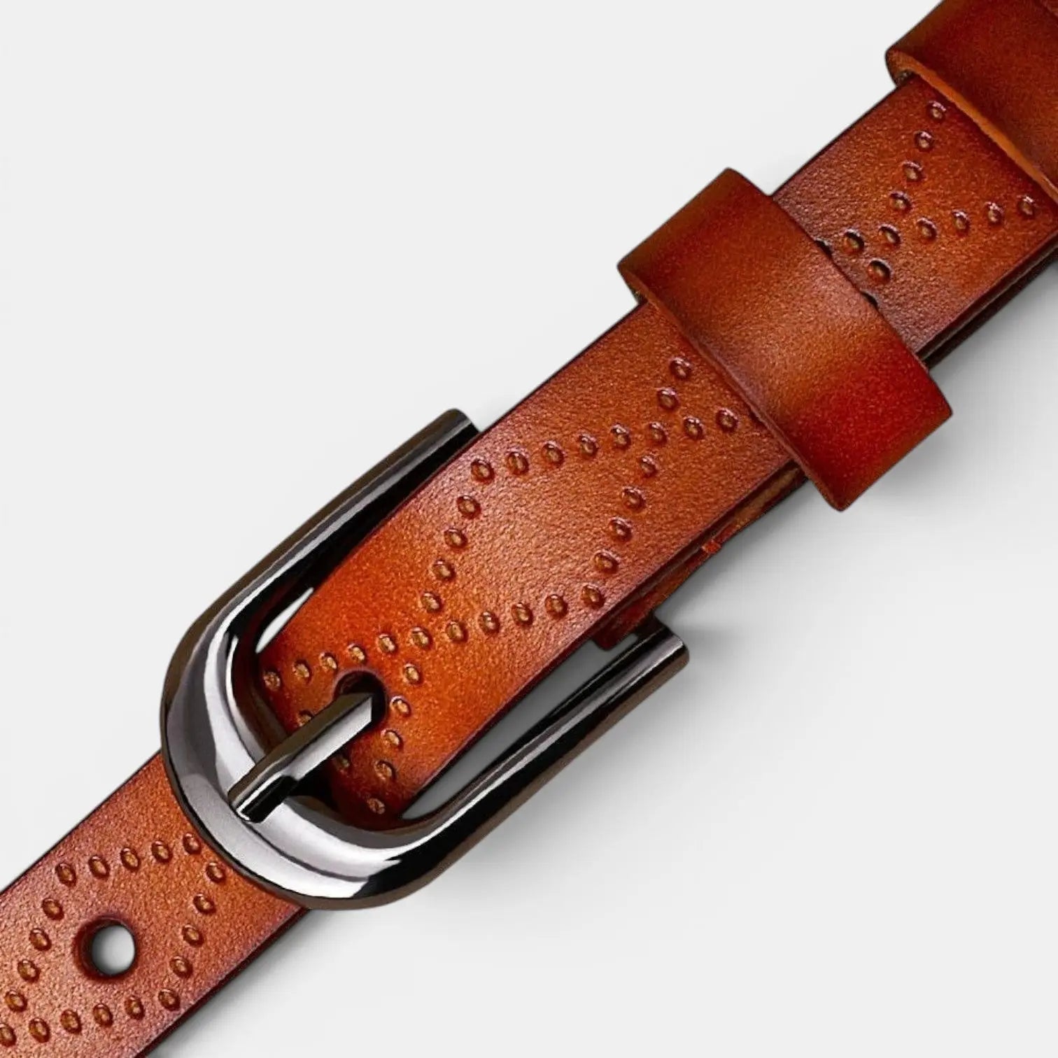 Women's Textured Thin Leather Belt with Round Buckle | Filvex | Beltary
