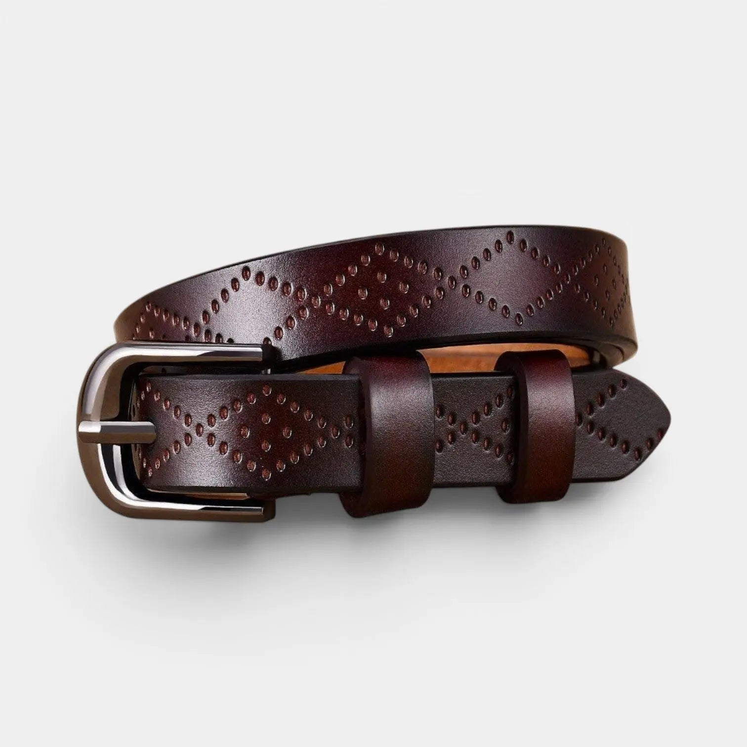 Women's Textured Thin Leather Belt with Round Buckle | Filvex | Beltary