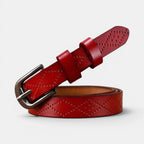 Women's Textured Thin Leather Belt with Round Buckle | Filvex | Beltary