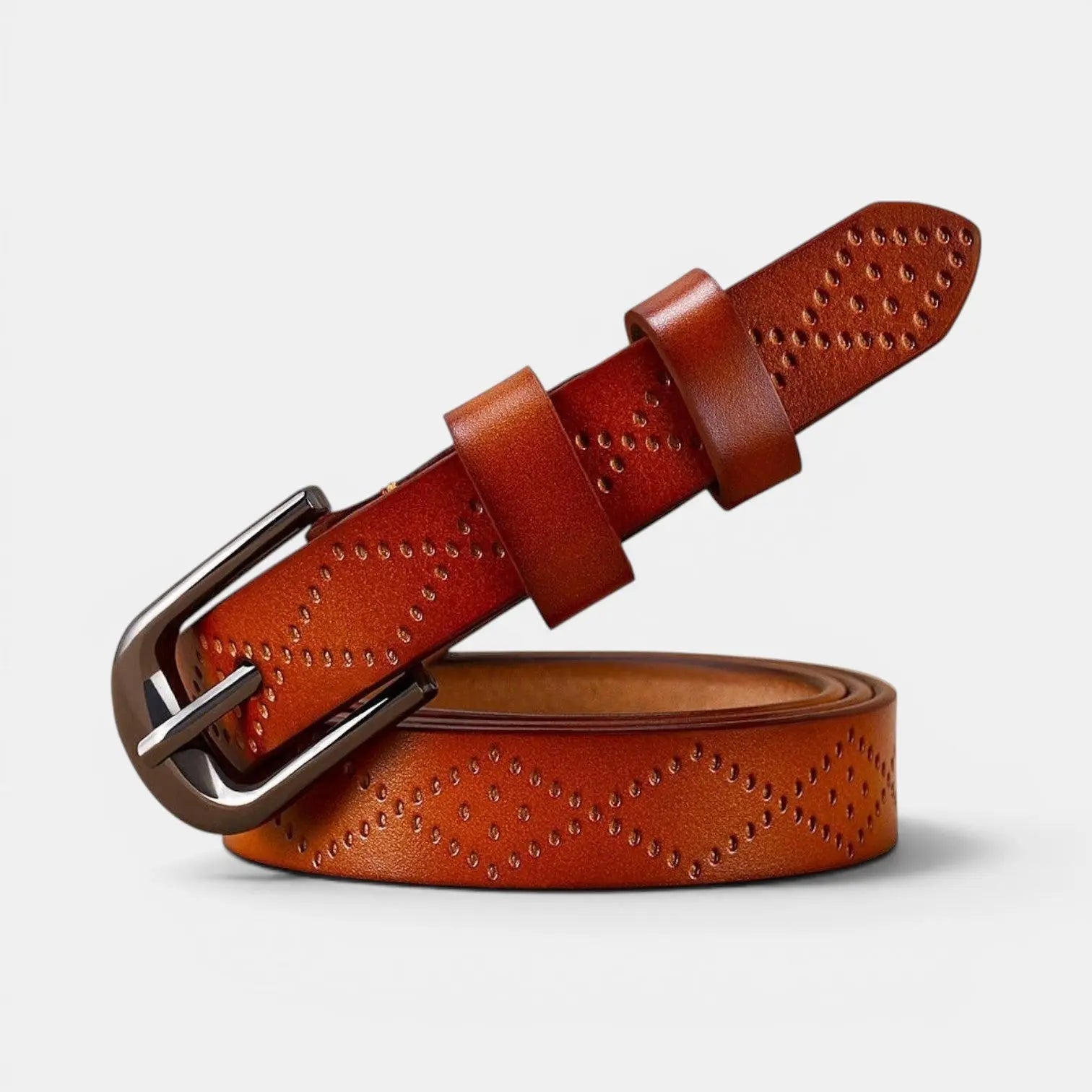 Women's Textured Thin Leather Belt with Round Buckle | Filvex | Beltary