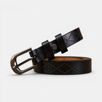 Women's Textured Thin Leather Belt with Round Buckle | Filvex | Beltary