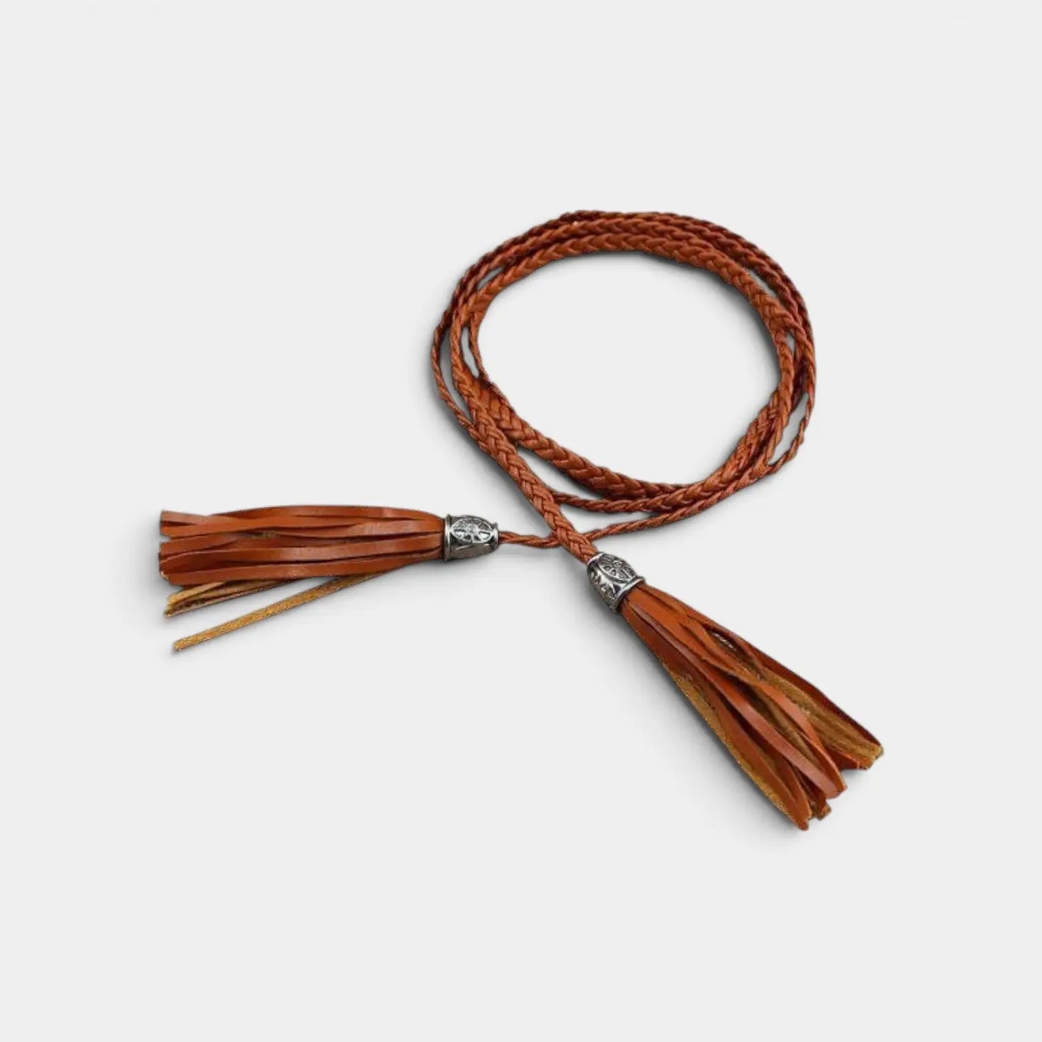 Women's Thin Braided Vegan Faux Leather Tie Belt Boho | Talmix | Beltary