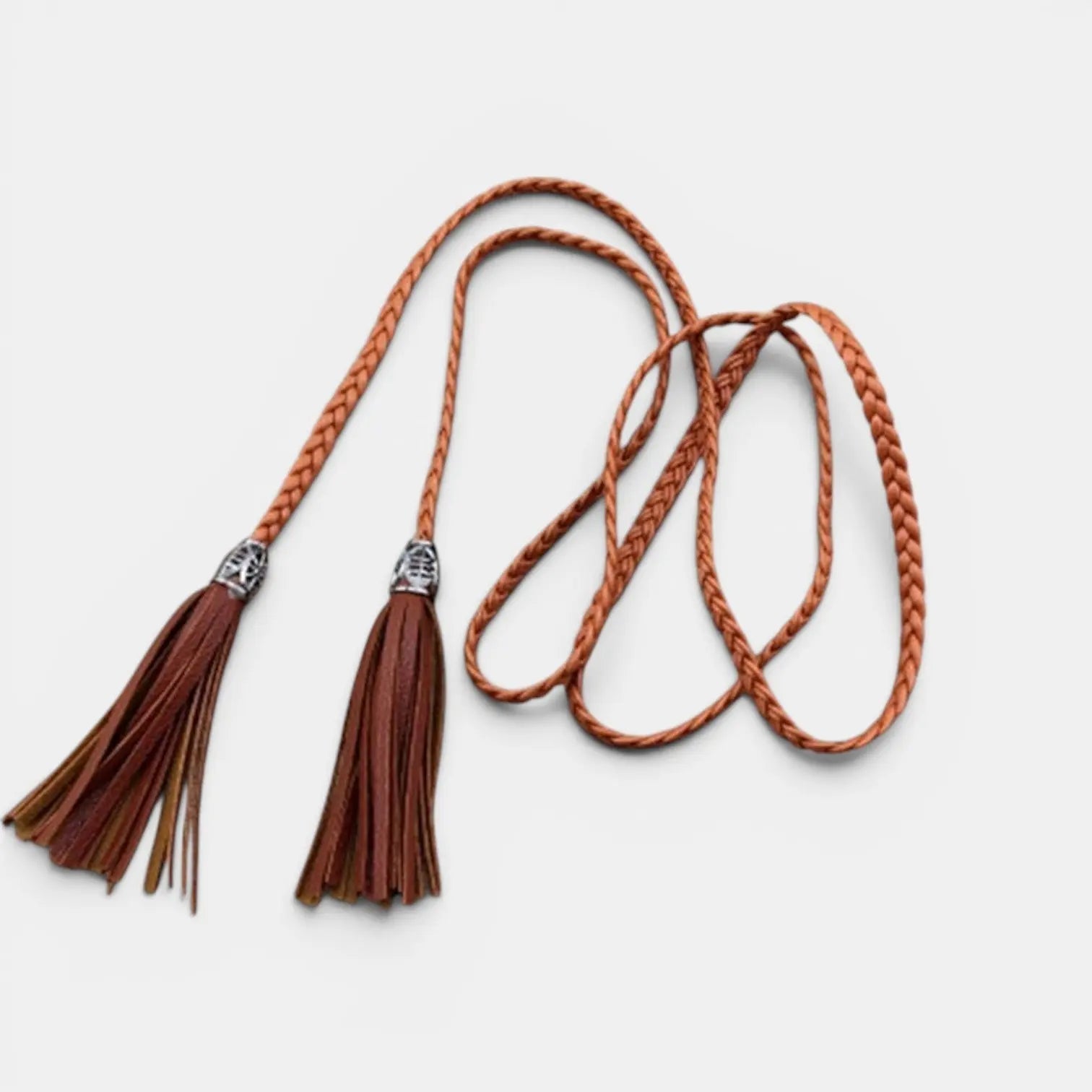 Women's Thin Braided Vegan Faux Leather Tie Belt Boho | Talmix | Beltary