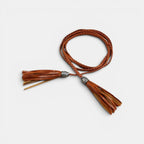Women's Thin Braided Vegan Faux Leather Tie Belt Boho | Talmix | Beltary