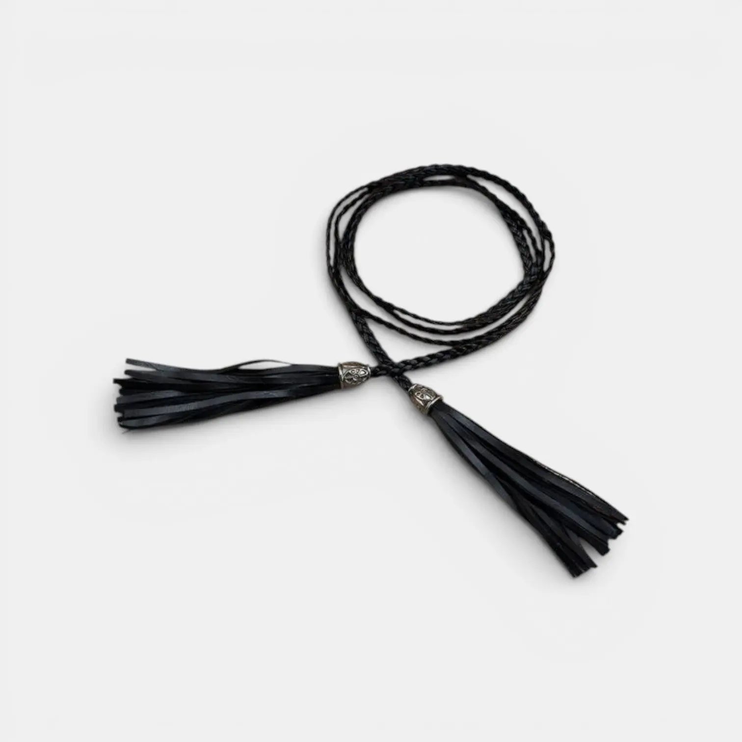 Women's Thin Braided Vegan Faux Leather Tie Belt Boho | Talmix | Beltary