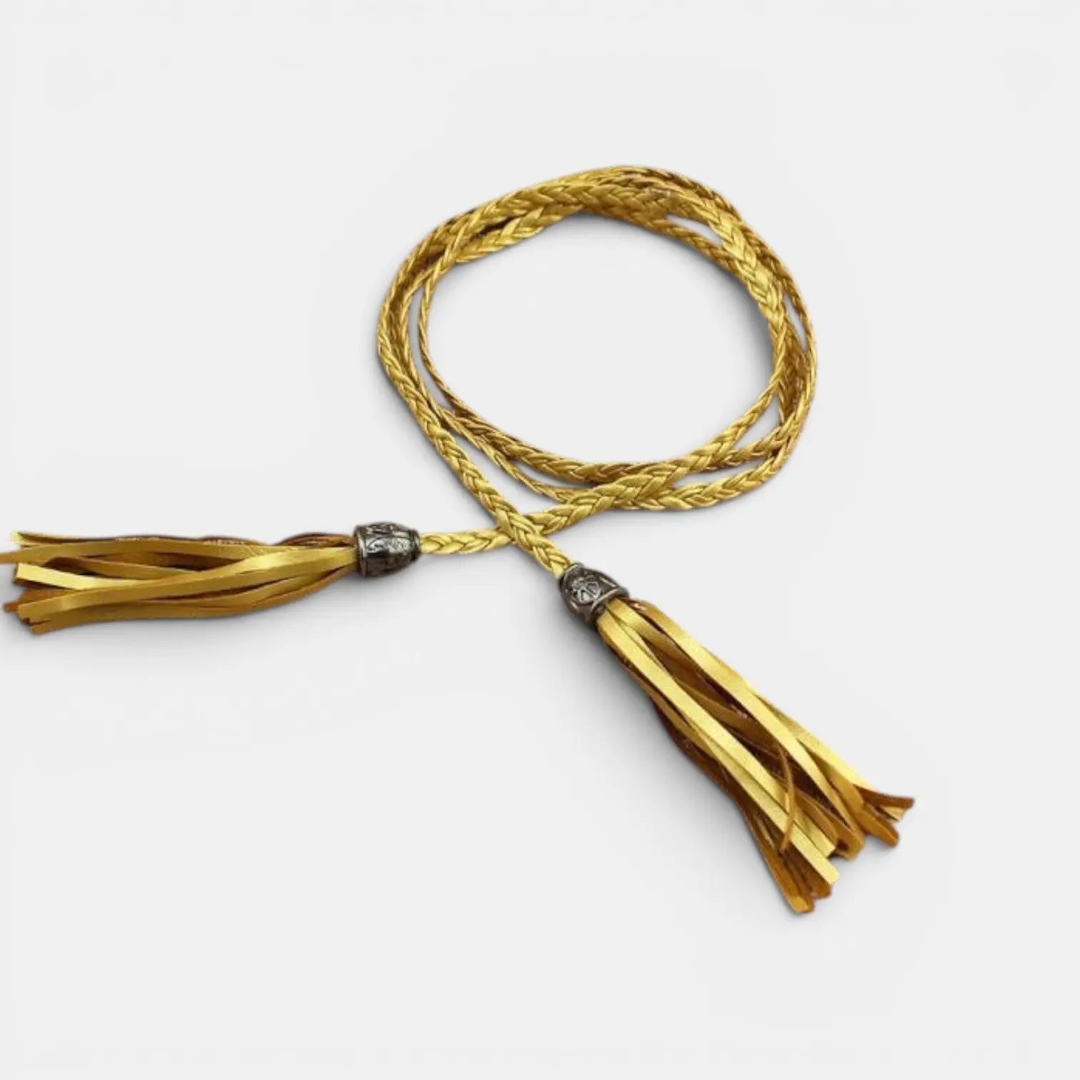 Women's Thin Braided Vegan Faux Leather Tie Belt Boho | Talmix | Beltary