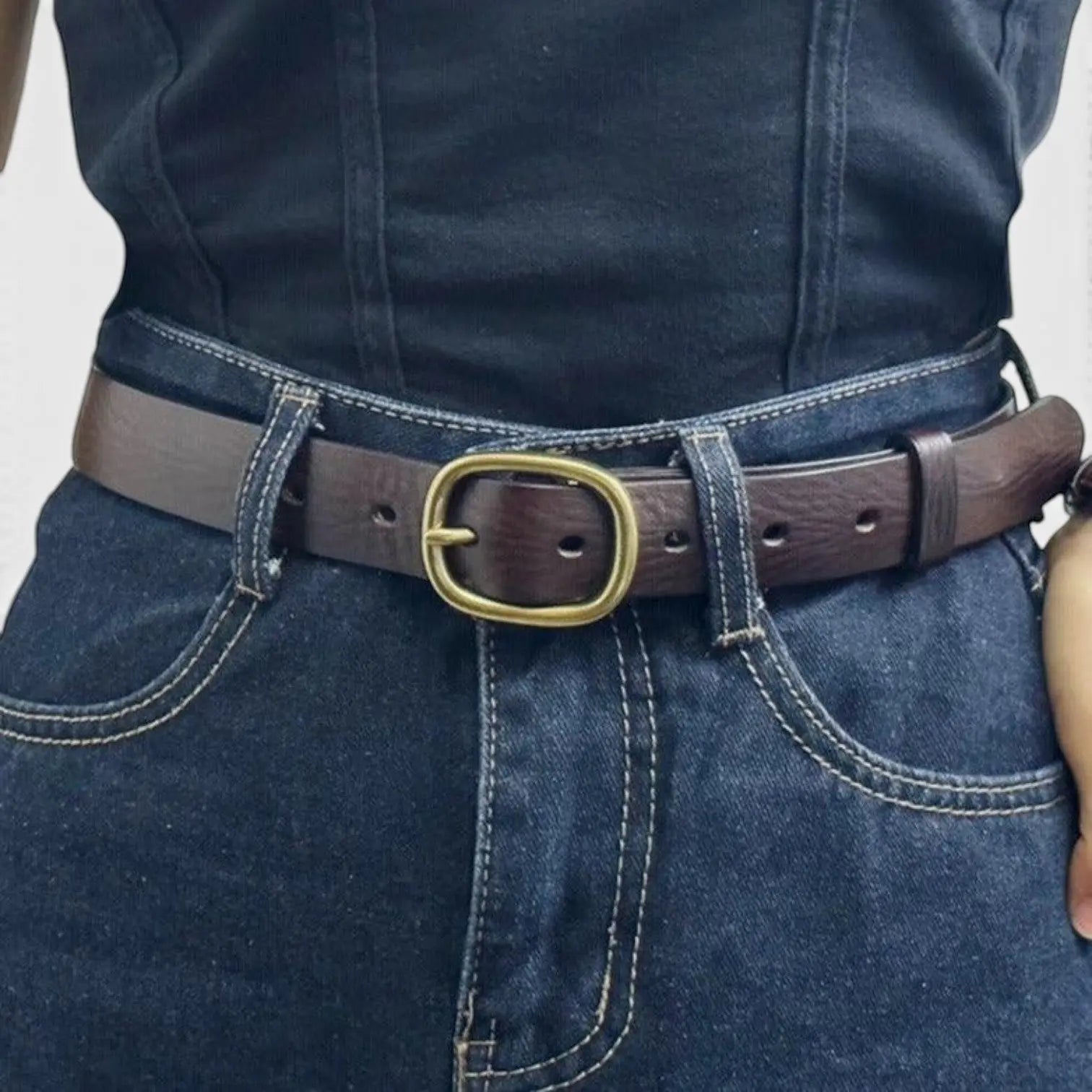 Women's Thin Full Grain Leather Belt Distressed Look | Valnex | Beltary