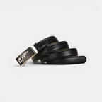 Women's Thin Leather Automatic Belt Floral Buckle | Kelvax | Beltary