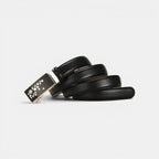 Women's Thin Leather Automatic Belt Floral Buckle | Kelvax | Beltary
