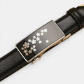 Women's Thin Leather Automatic Belt Floral Buckle | Kelvax | Beltary