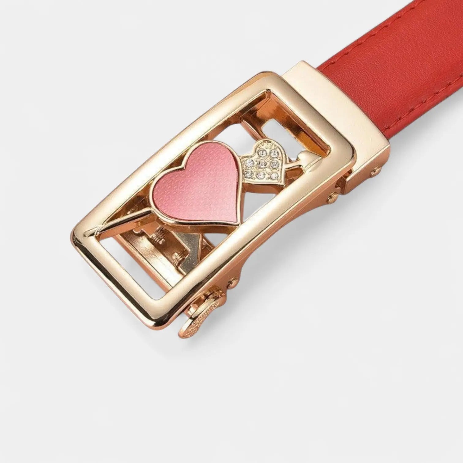 Women's Thin Leather Belt Gold Automatic Buckle Diamante | Orvik | Beltary