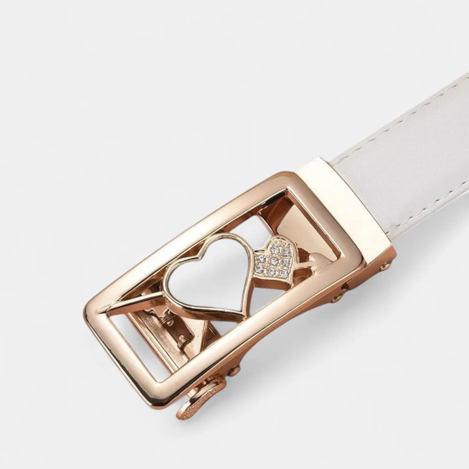 Women's Thin Leather Belt Gold Automatic Buckle Diamante | Orvik | Beltary
