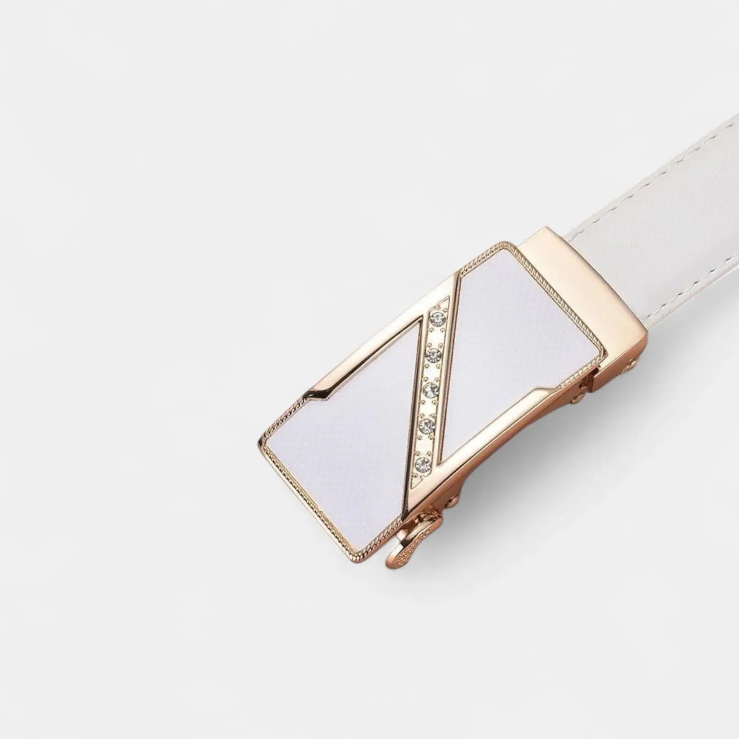 Women's Thin Leather Belt Gold Automatic Buckle Diamante | Orvik | Beltary